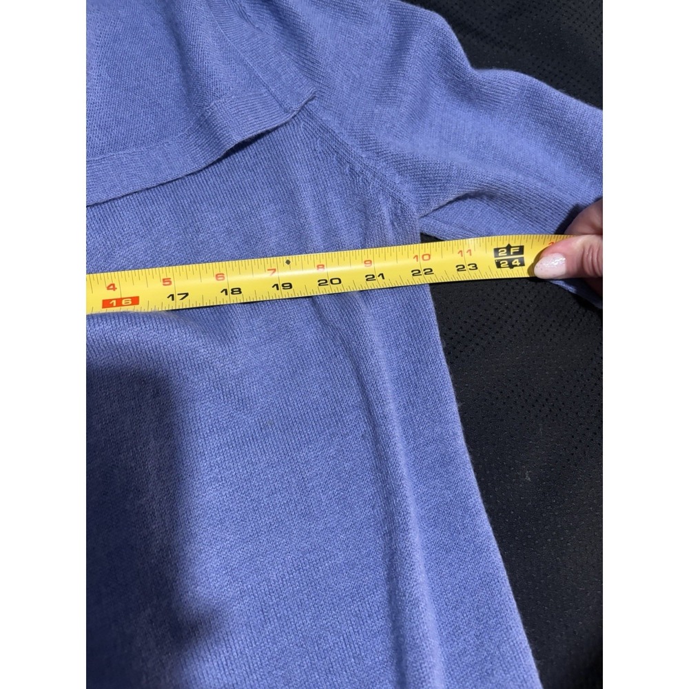 Eddie Bauer Marino Wool Cardigan Sweater M Periwinkle Blue Shawl Collar Classic - Picture 10 of 14